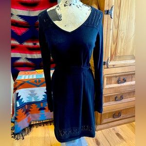 Prana Lace Crochet Ella Sweater Dress in Black Women's Size Small